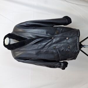 Vintage Valent Alta Moda Vegan Leather Fleece Trim Italian XL Jacket